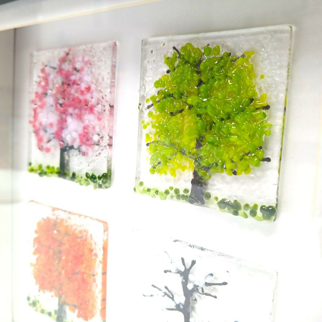 Freestanding Fused Glass 4 Seasons Picture