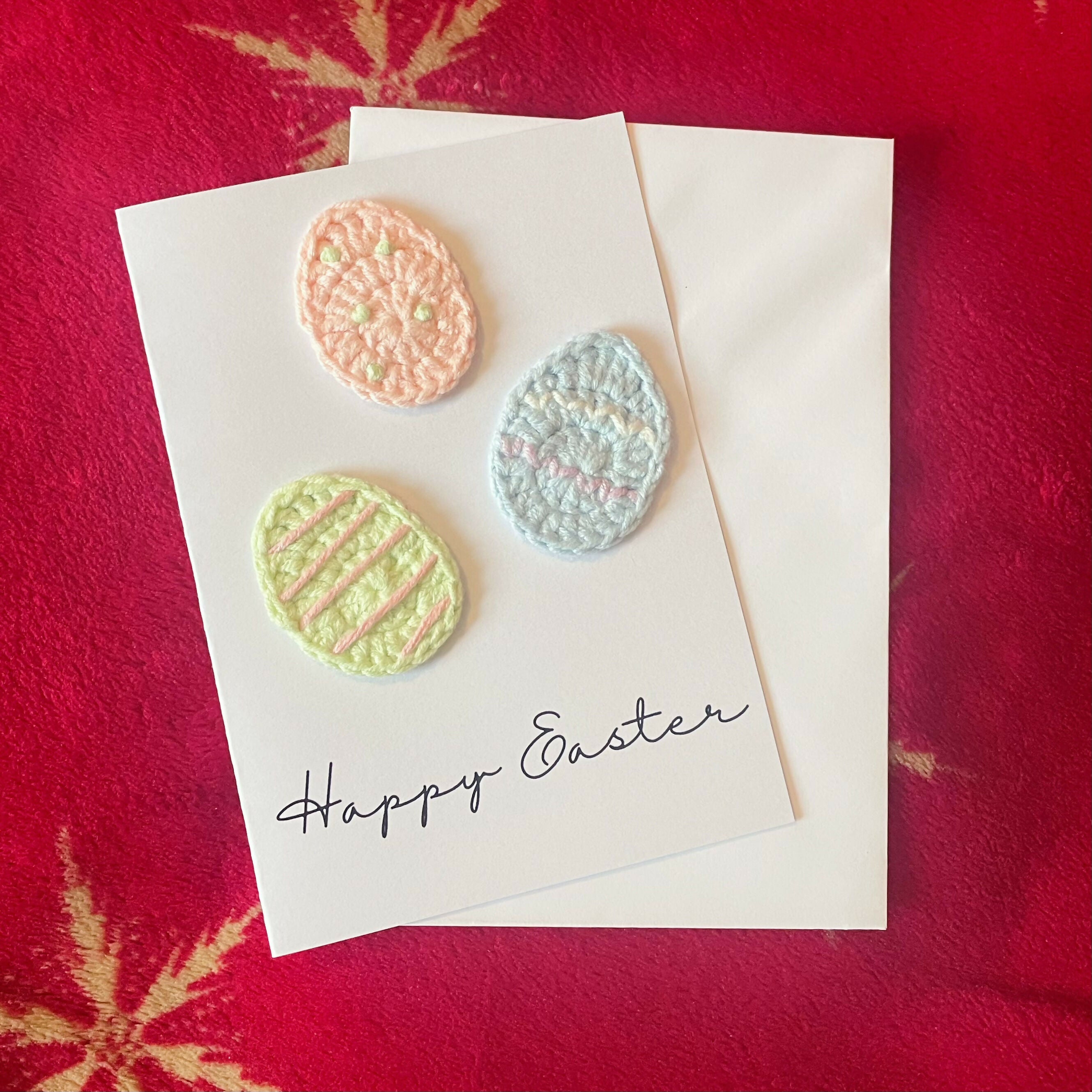 Crochet Handmade Happy Easter Card - Easter Eggs