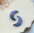 Celestial Star Engraved Marble Moon Studs
