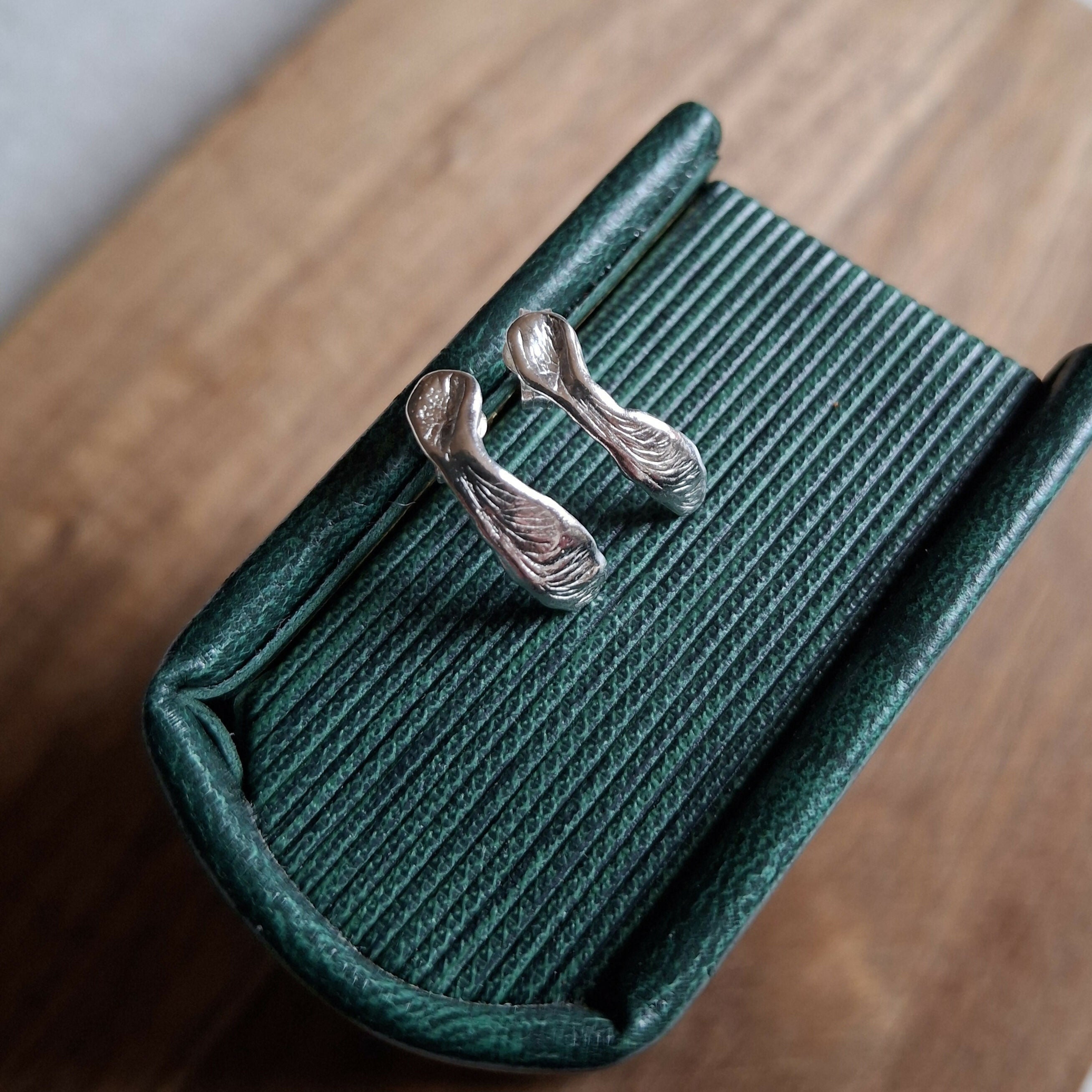 Handmade Real Helicopter Seed Silver Studs