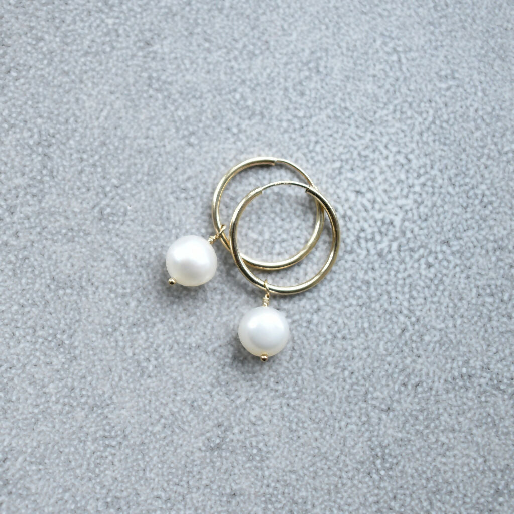 14-Karat Gold Filled & Freshwater Pearl Drop Hoop Earrings