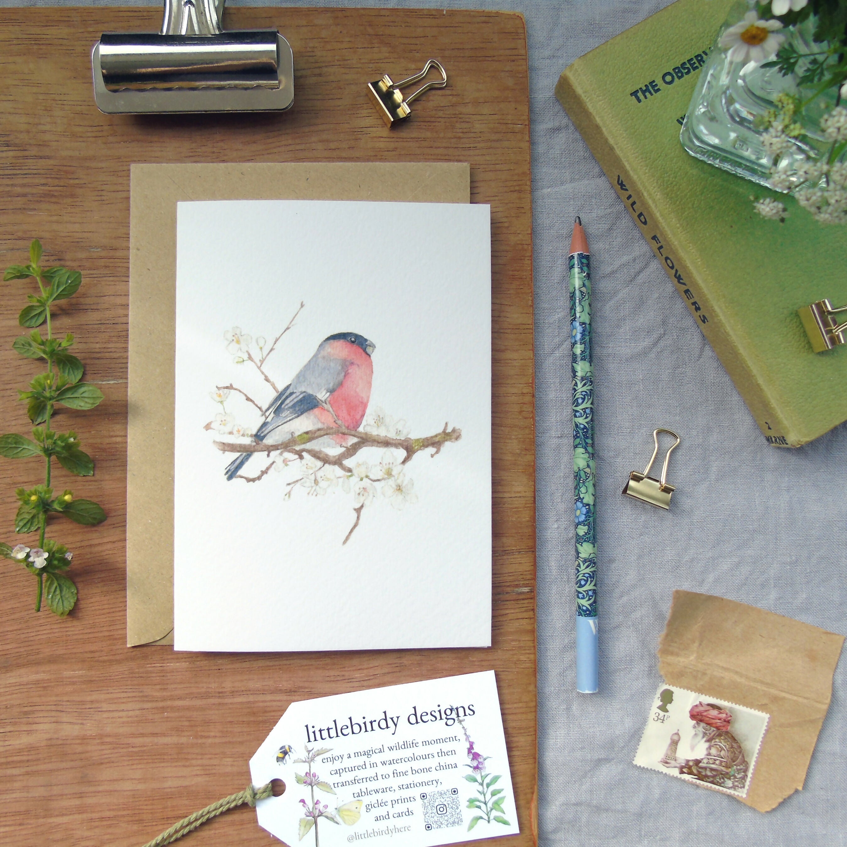 bullfinch birthday card