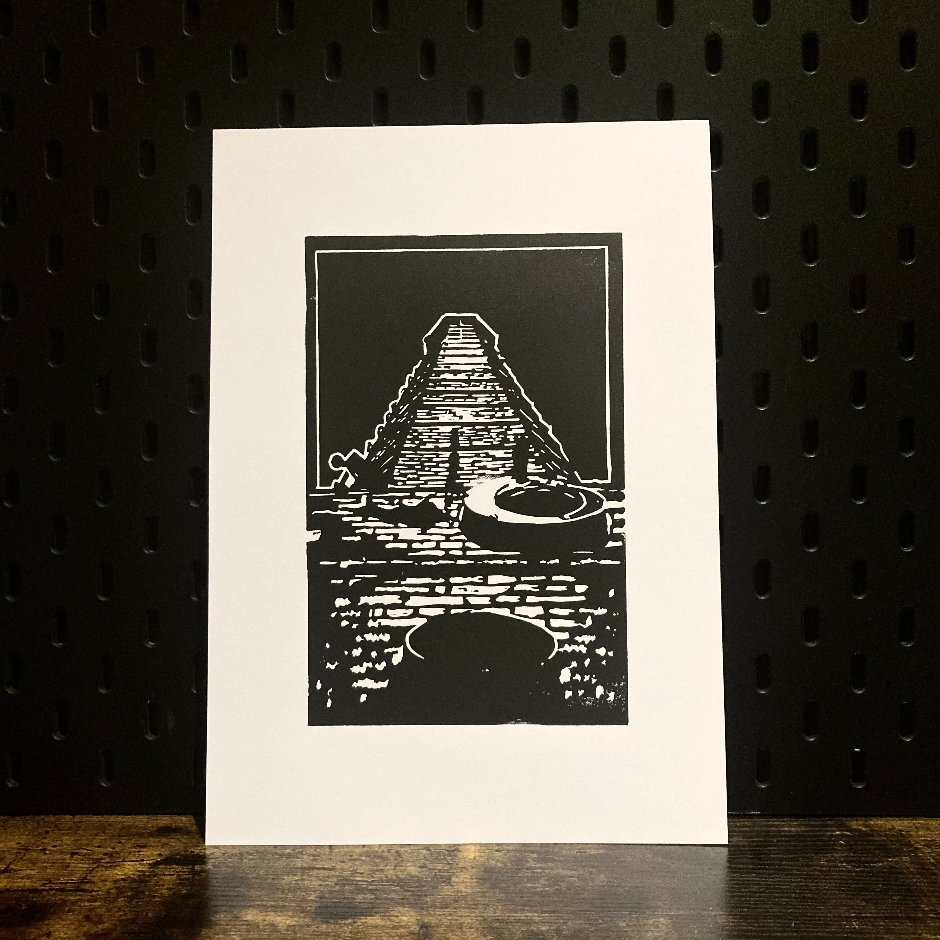 Custard Factory - A4 Hand Carved Lino Print On Card