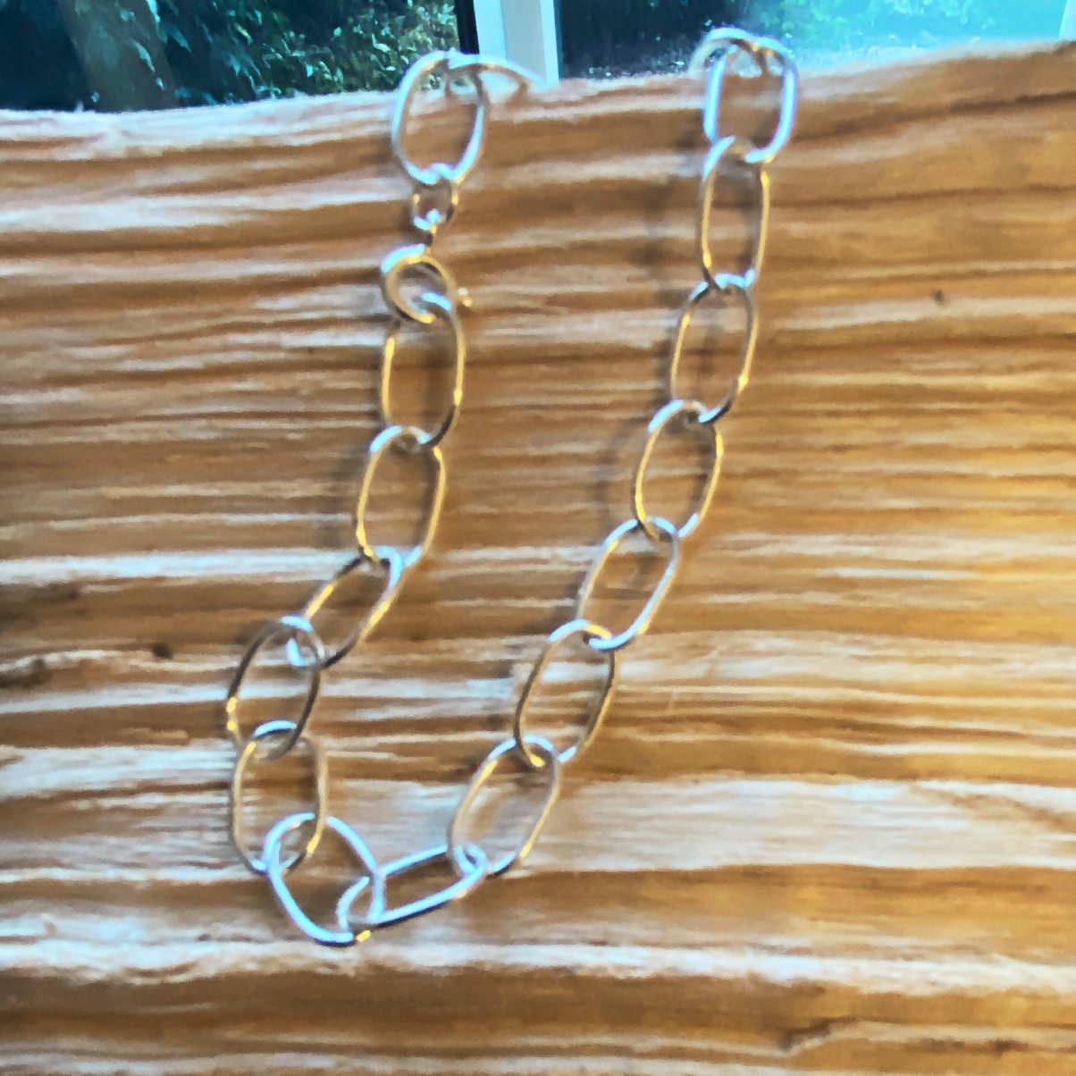 Sterling Silver Unisex Oval Luna Link Bracelet 8 inches - Adjustable