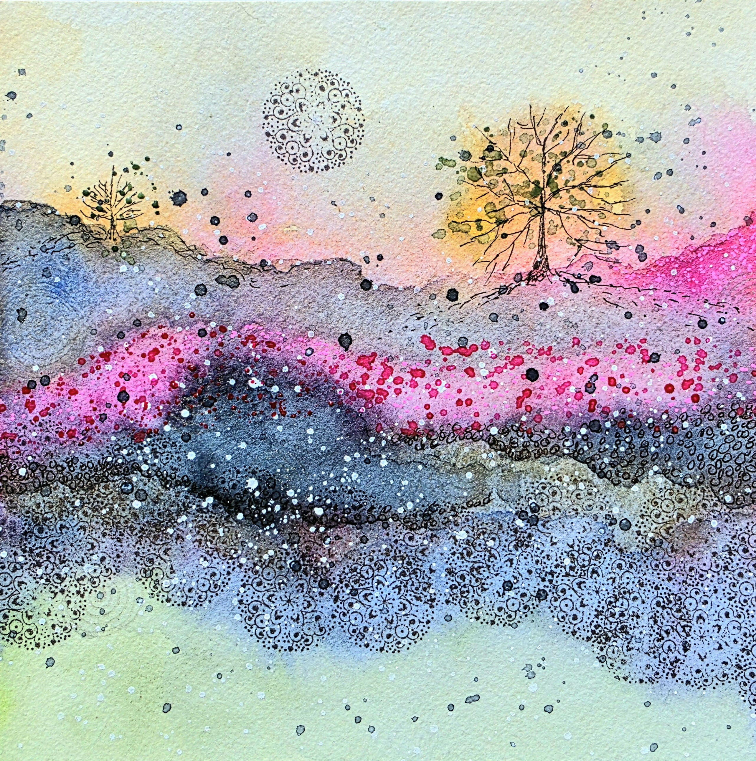 'All Seasons in One Day' Original Mixed Media Painting