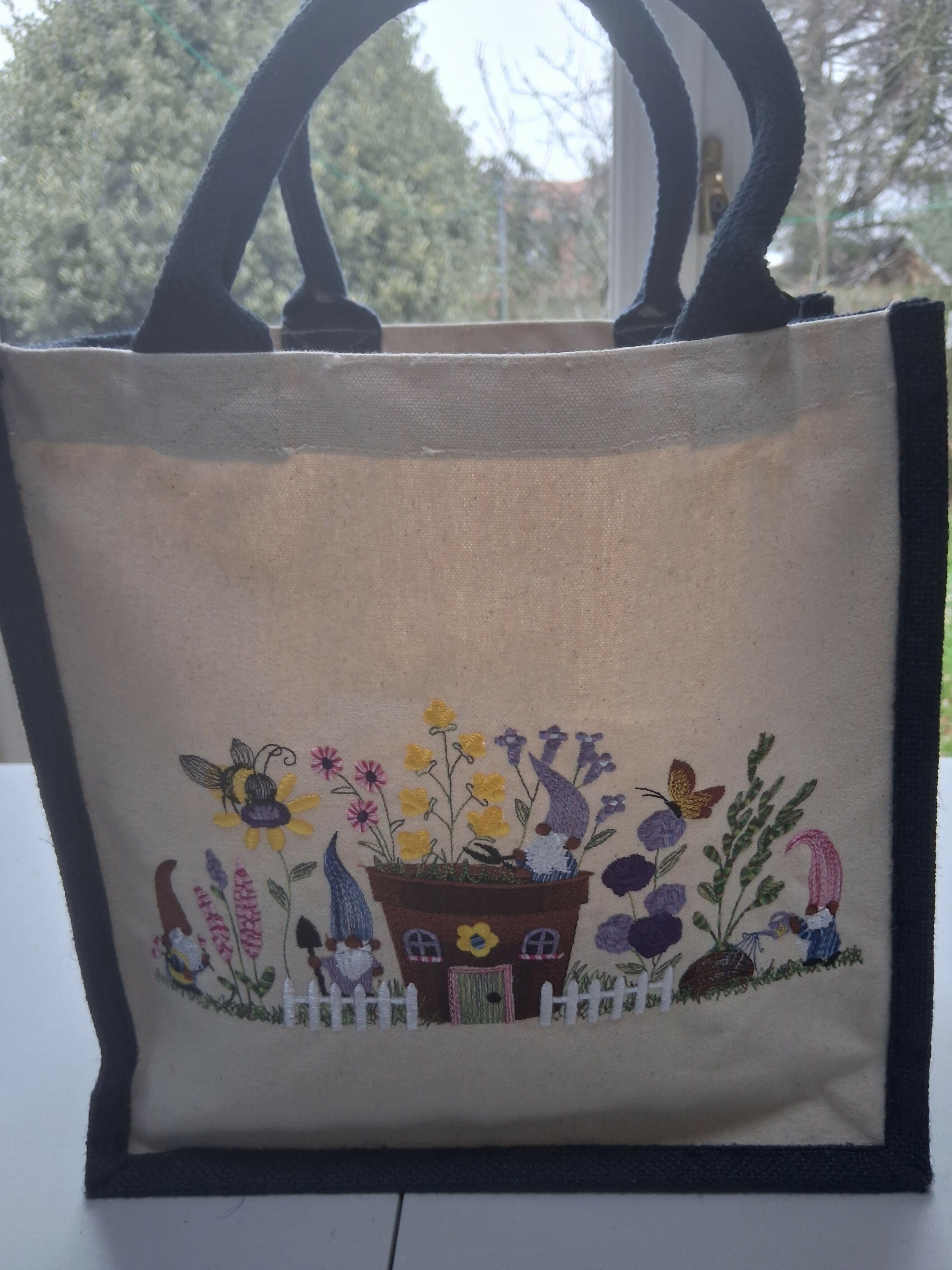 Embroidered Hessian Tote Shopper