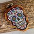 Bright Sugar Skull Keyring, Fabric Sugar Skull Key Ring With Glitter Background, Sparkly Bag Charm, Halloween Gift
