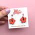 Hand Painted Orange Flower Hoop Earrings