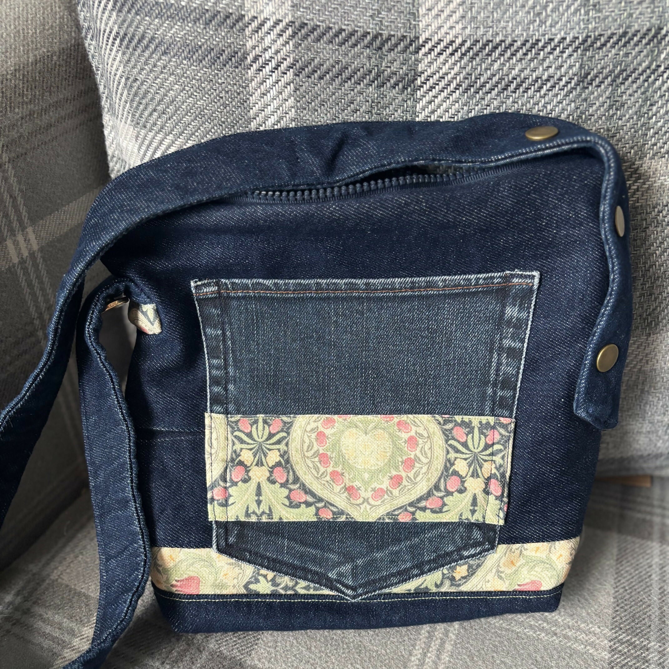 Unique Bag Handbag Made From Upcycled Jeans With Adjustable Handle