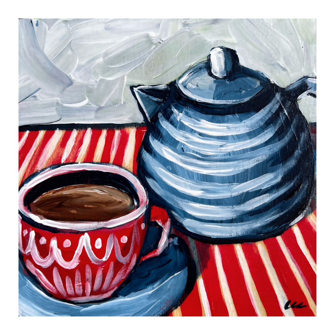 Teapot and Tea Art Print | Contemporary Still Life Painting
