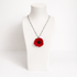 Red Poppy Pendant Necklace with Silver Chain