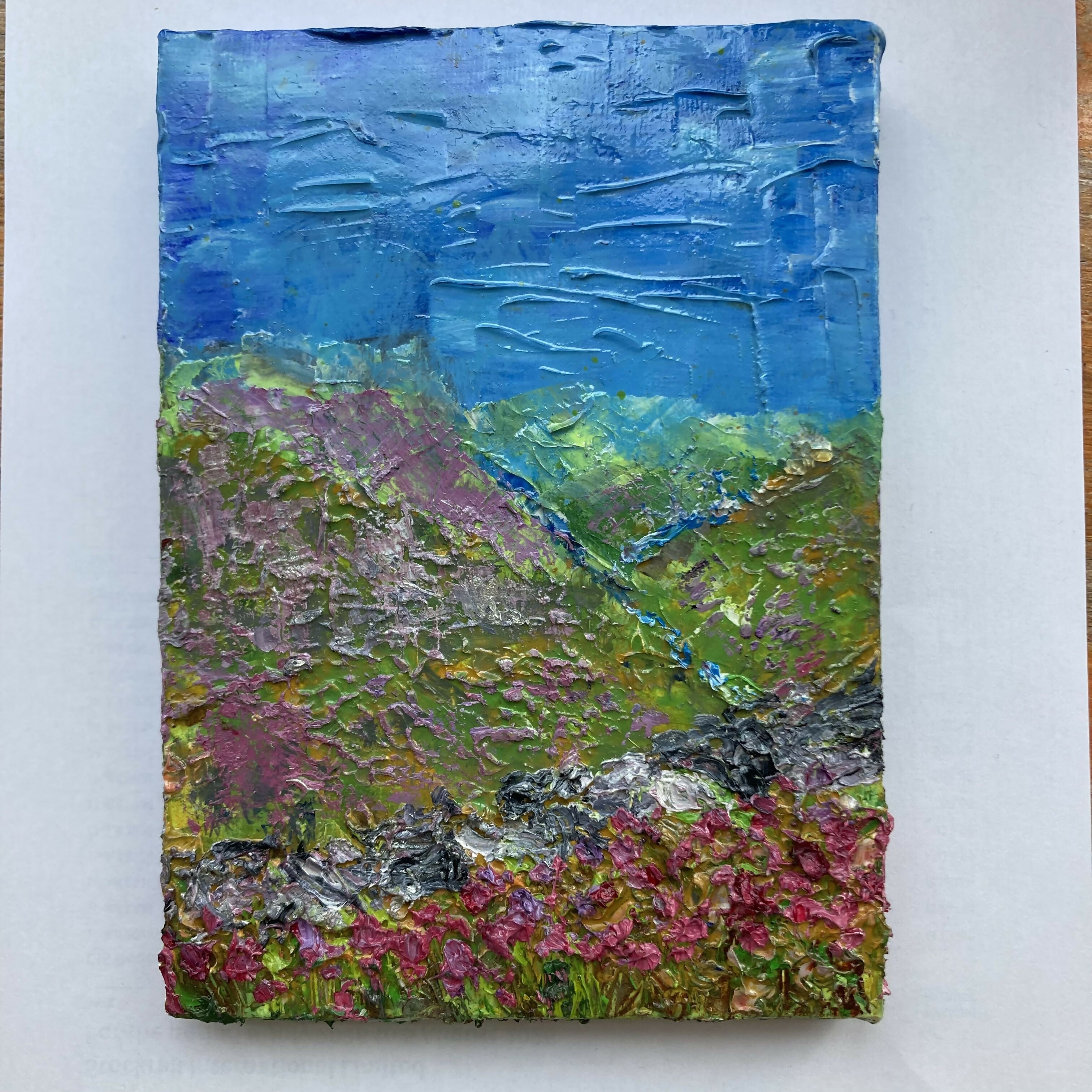 Ingleton Pink Granite Stone Wall Original Oil Painting On Canvas