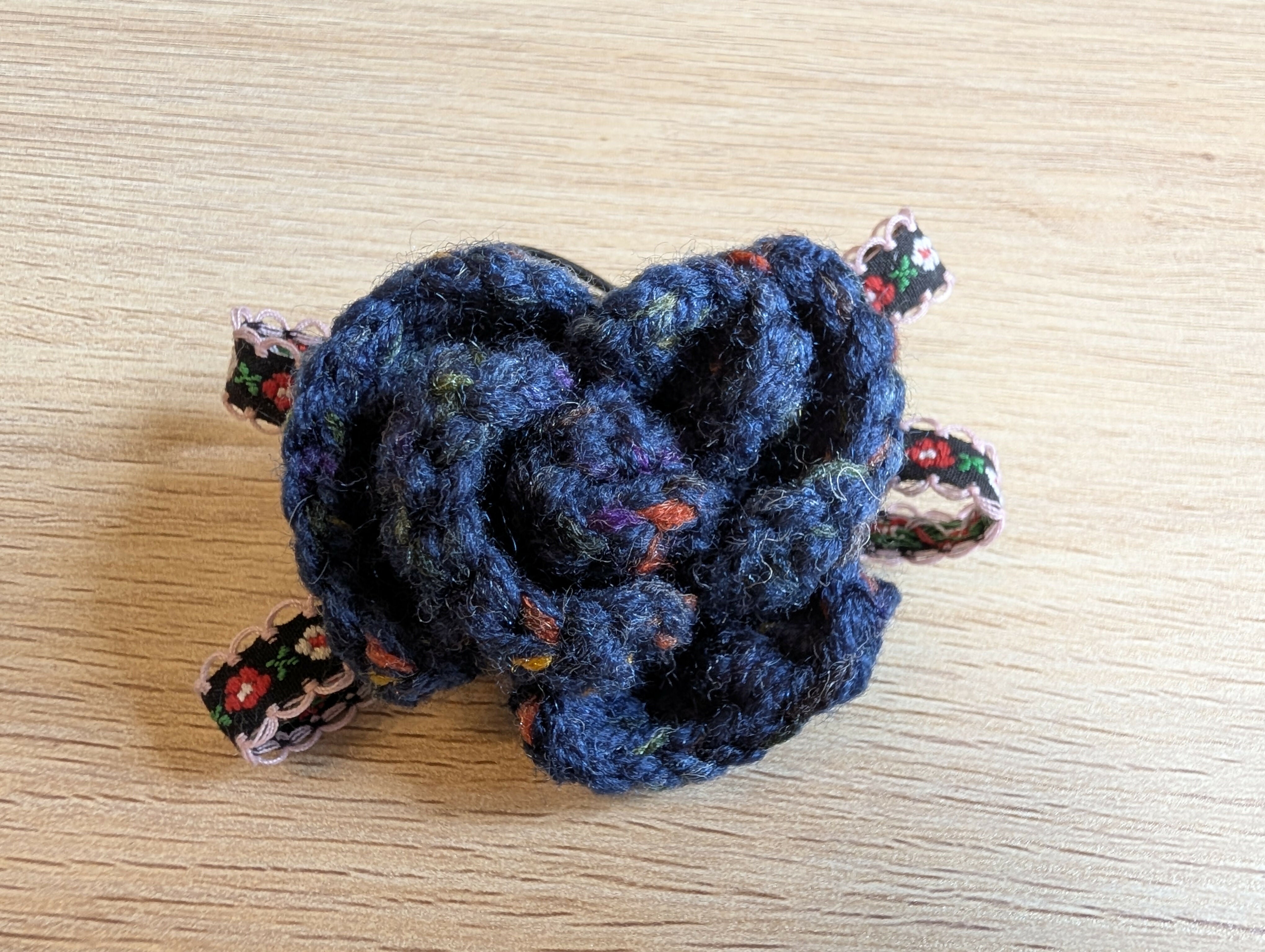 Hair Accessory - Dark Blue Rose With Ribbon