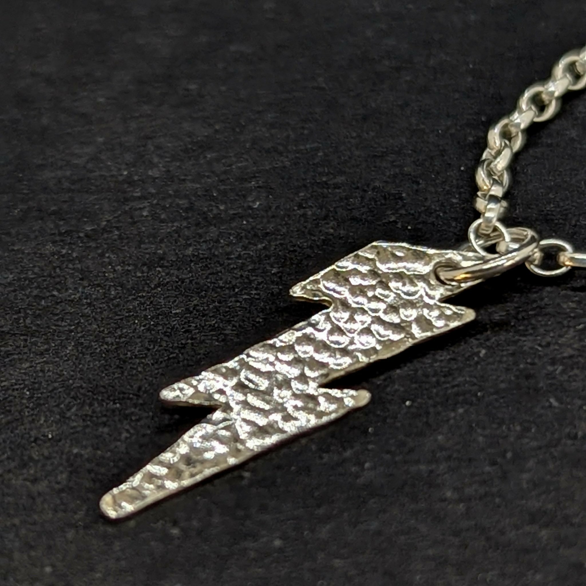 ‘Electra’ Sterling Silver Textured Lightning Pendant