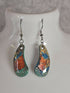 Handcrafted teardrop shaped multicoloured earrings.