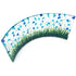 Large Freestanding Fused Glass Curve With Blue & Emerald Green Flowers
