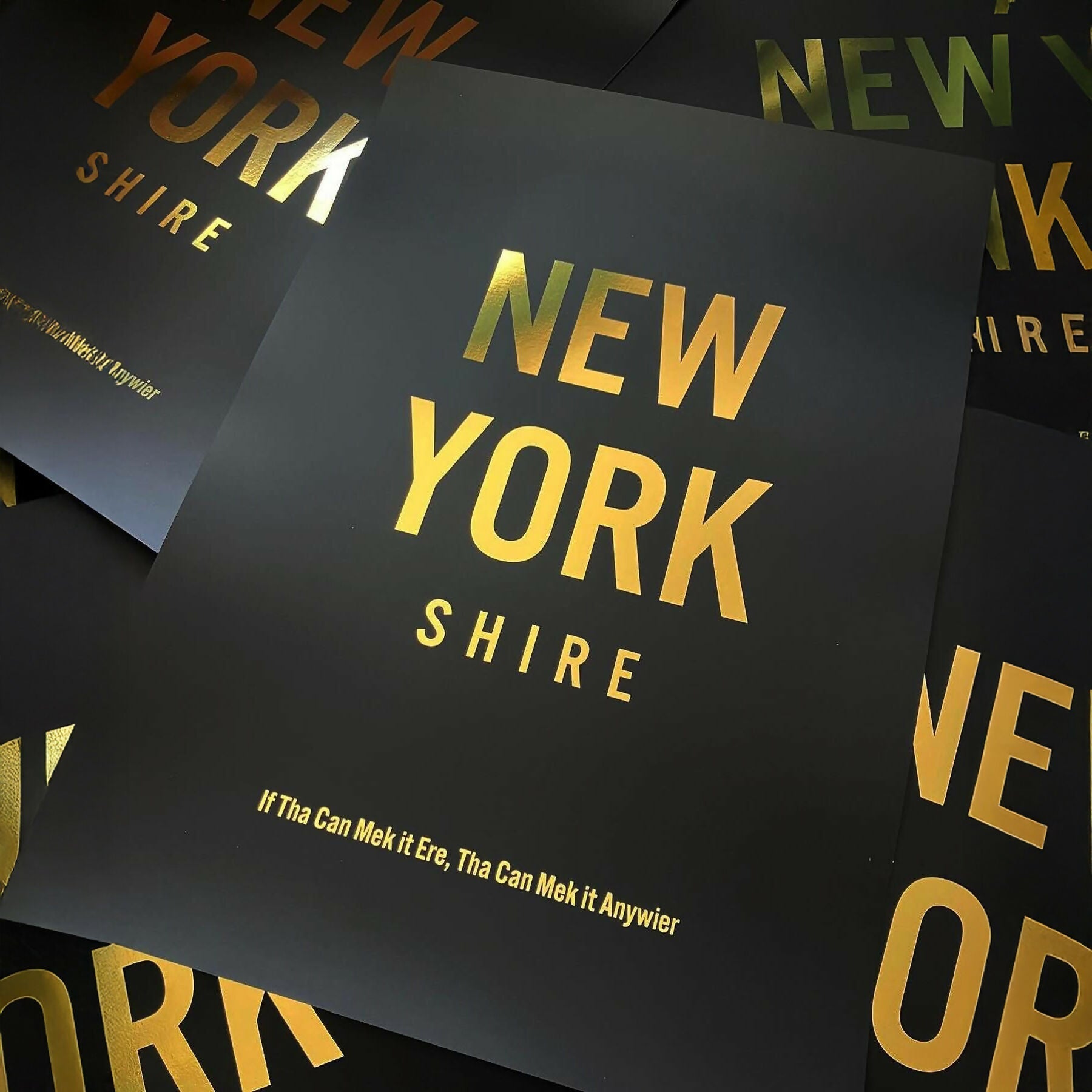 New Yorkshire Gold Foil Framed A3 Print