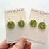 Lime Green Leaf Pattern Round Dangles