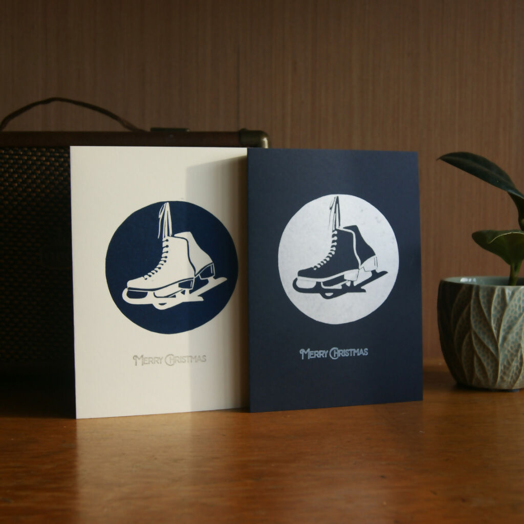 Vintage Ice Skates Christmas card pack