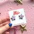 Pink And Teal Leopard Print Star Stud Earrings