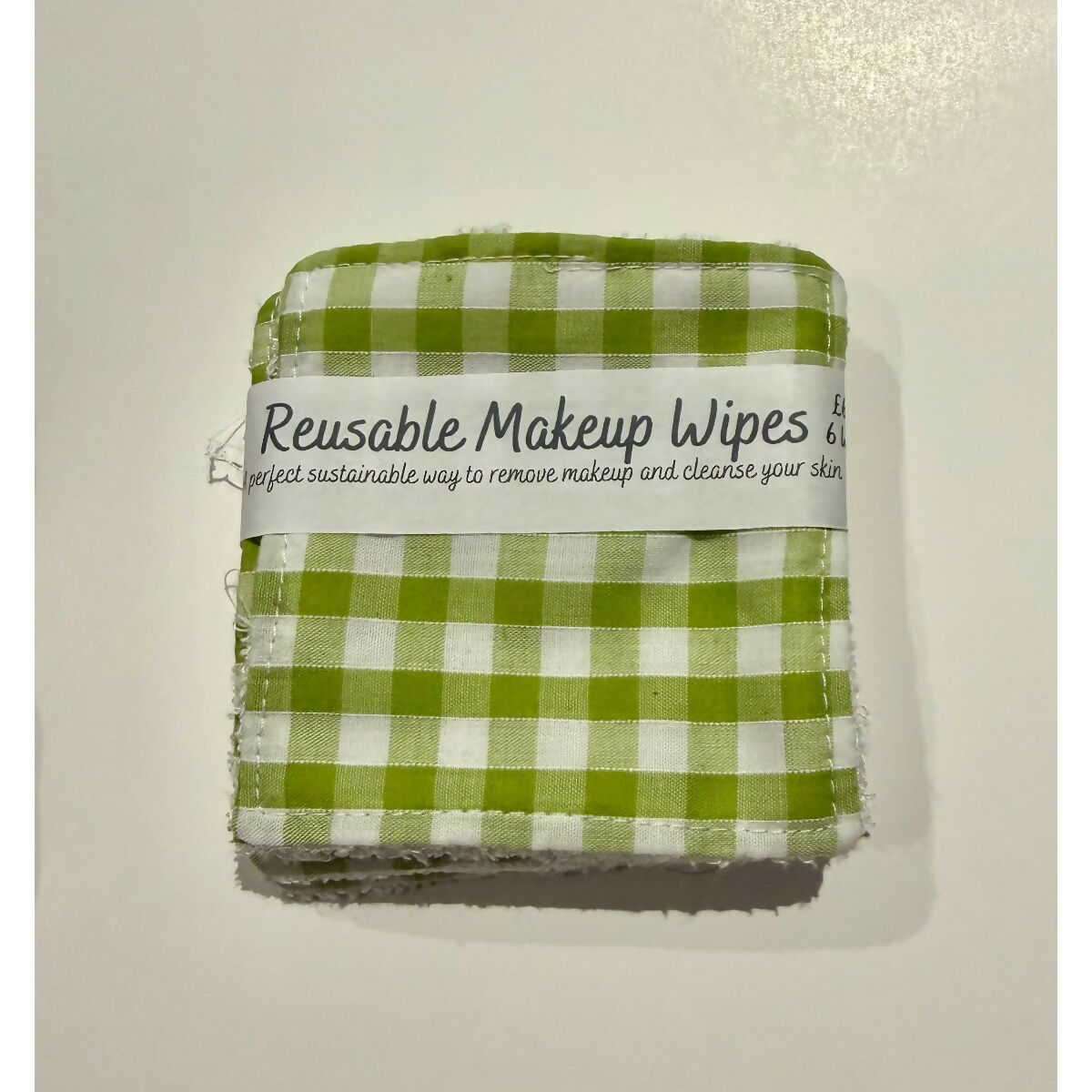 Olive Green Gingham Reusable Makeup Wipes