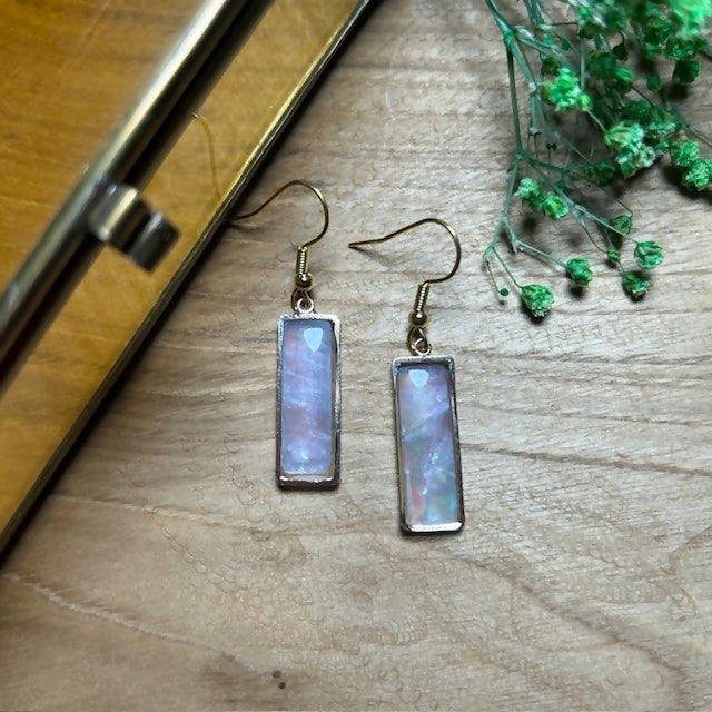 Lovely Gold Plated Iridescent Shell Effect Earrings