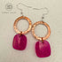 Pink Acrylic & Hand-Hammered Copper Earrings