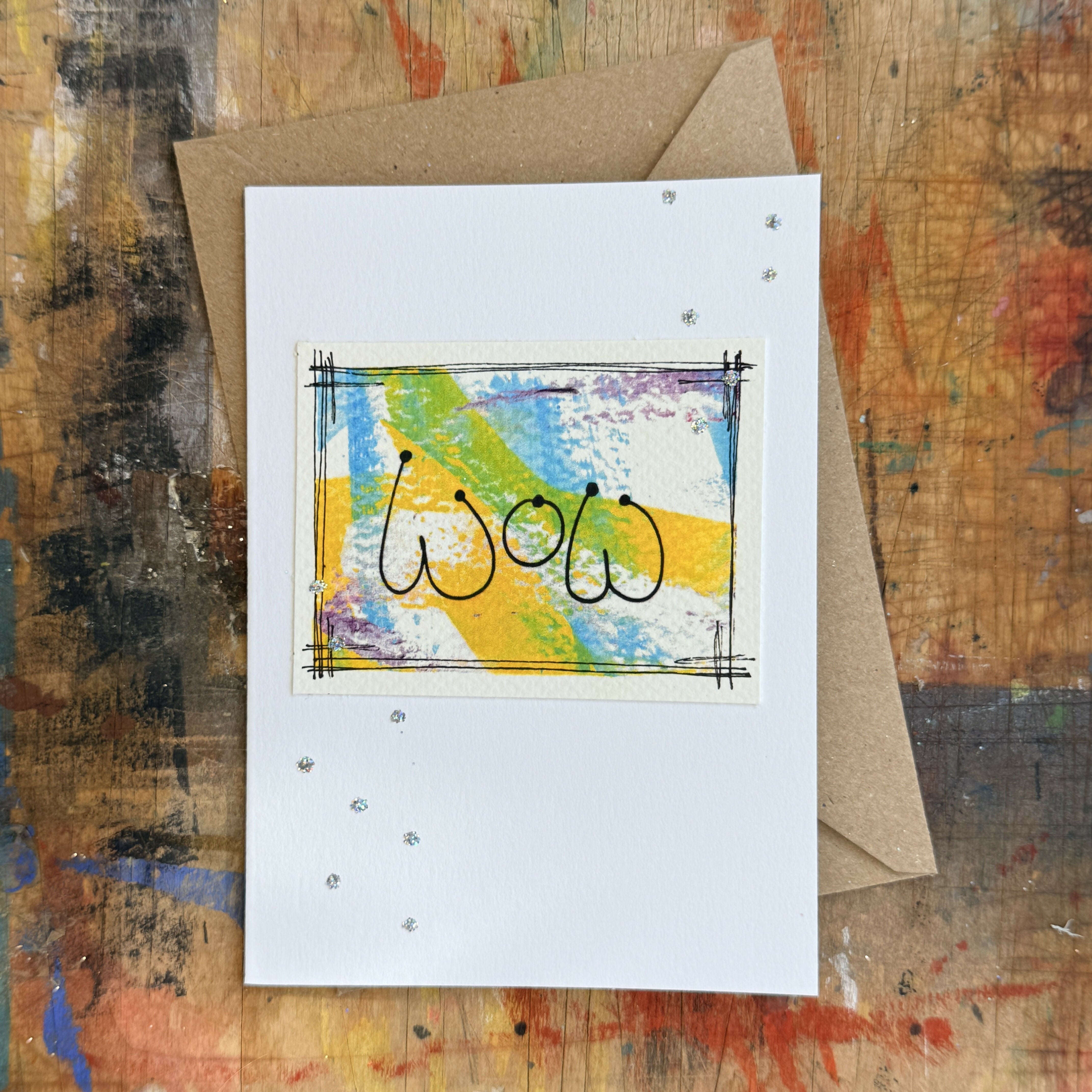 Abstract Wow Card in Blue