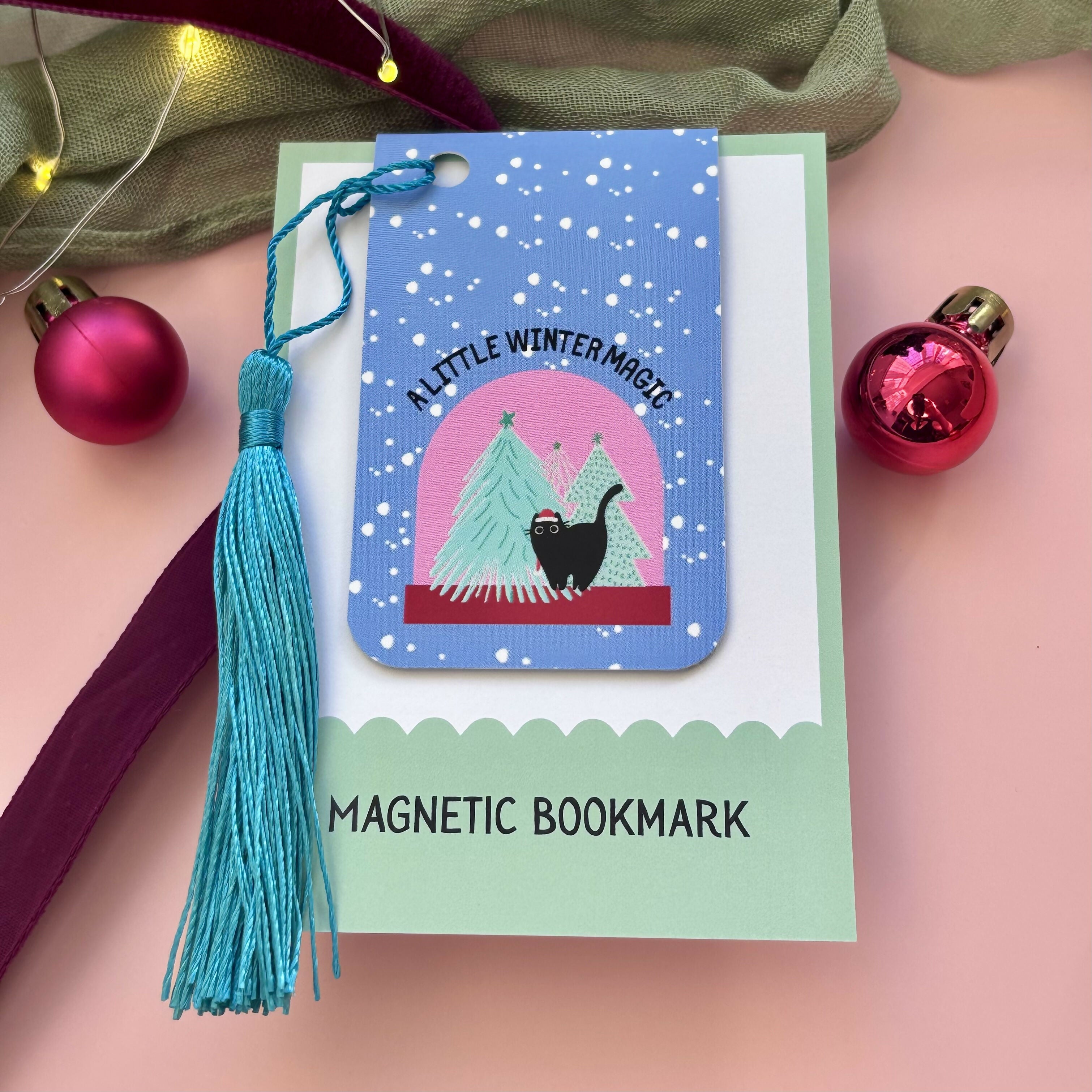 Snowglobe Kitty Magnetic Bookmark