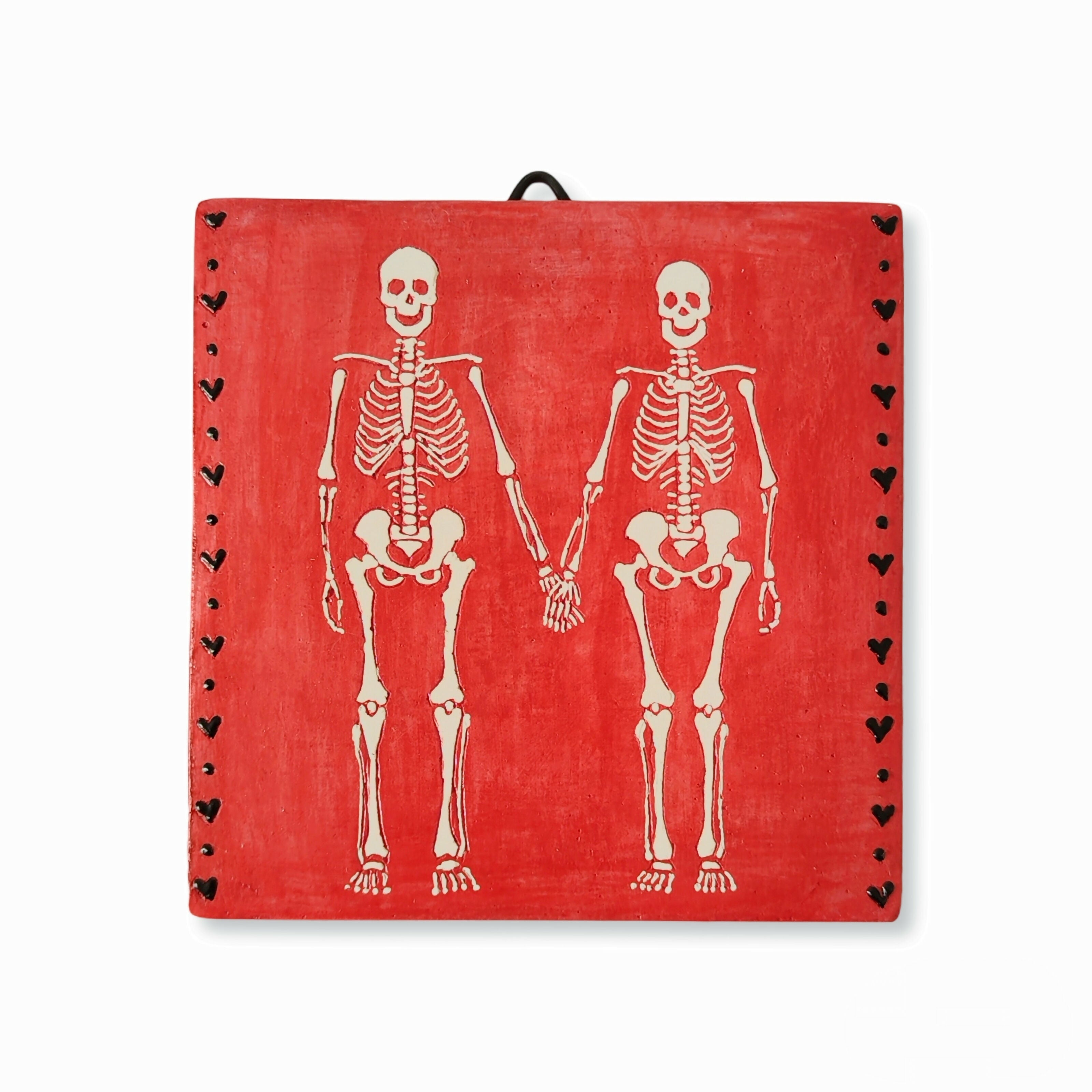 Lovers' Skeletons / Original Artwork / Ready-to-hang Relief Wall Art / Limited Edition of 25