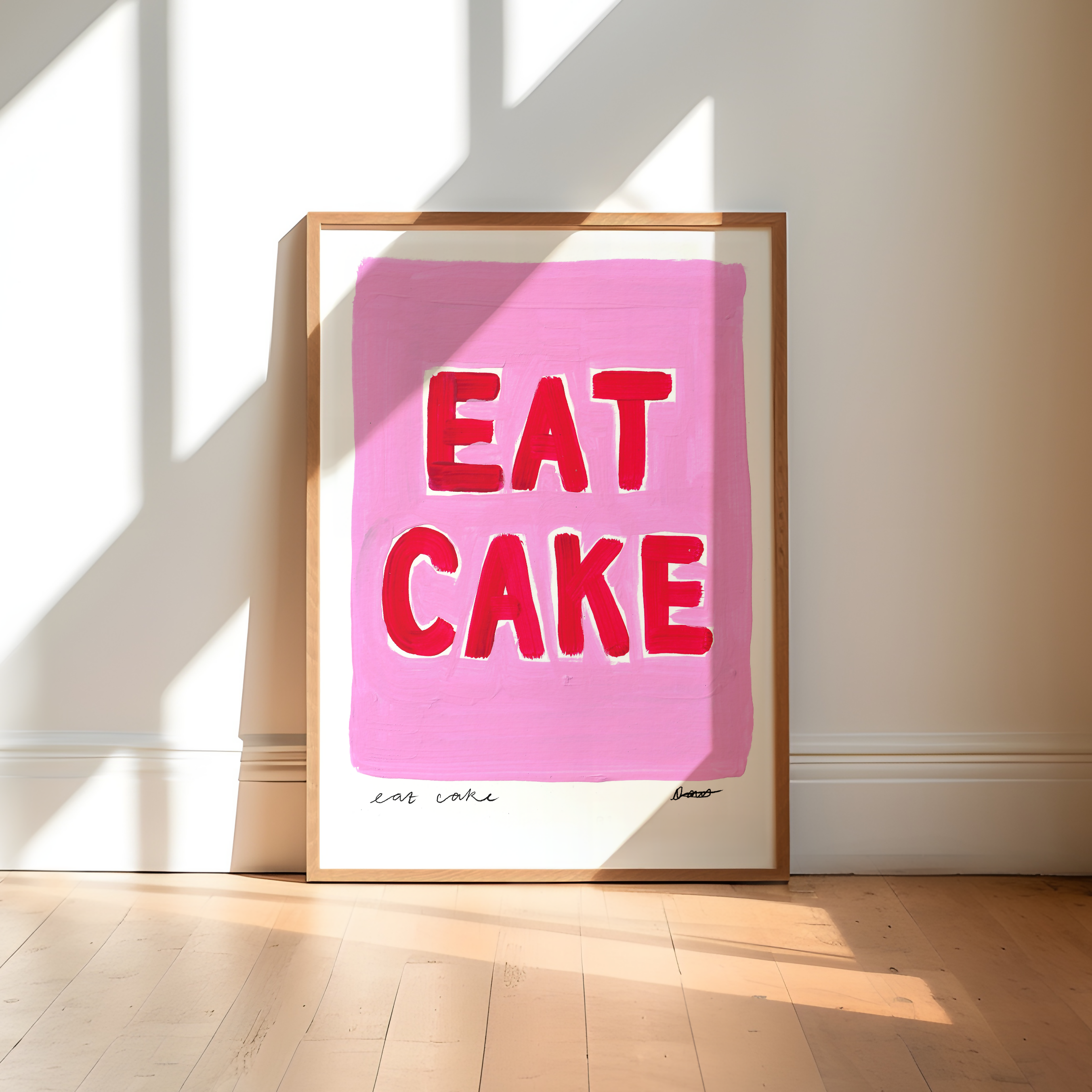 Eat Cake Pink Hand Painted Art Print