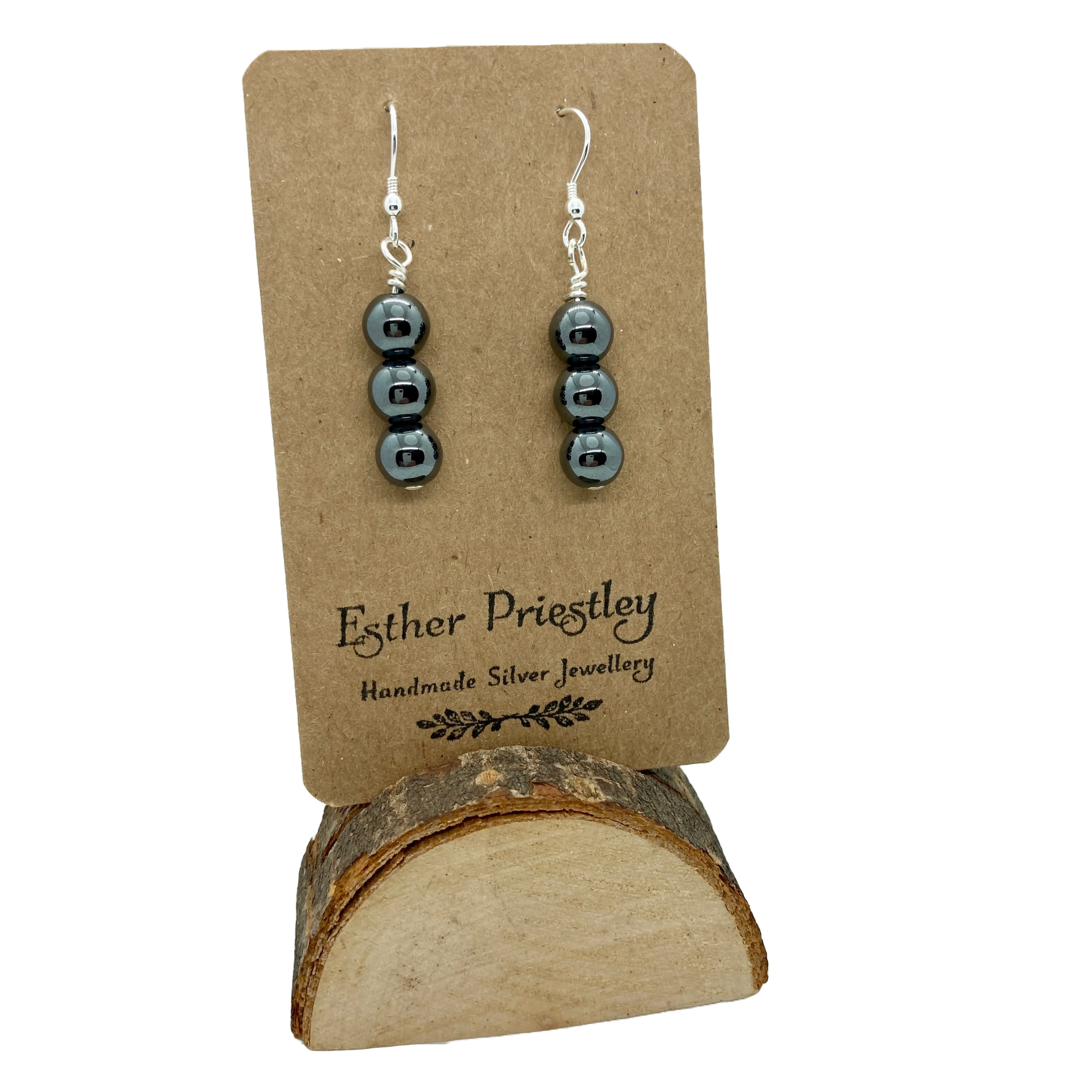 Hematite & Sterling Silver Bead Earrings