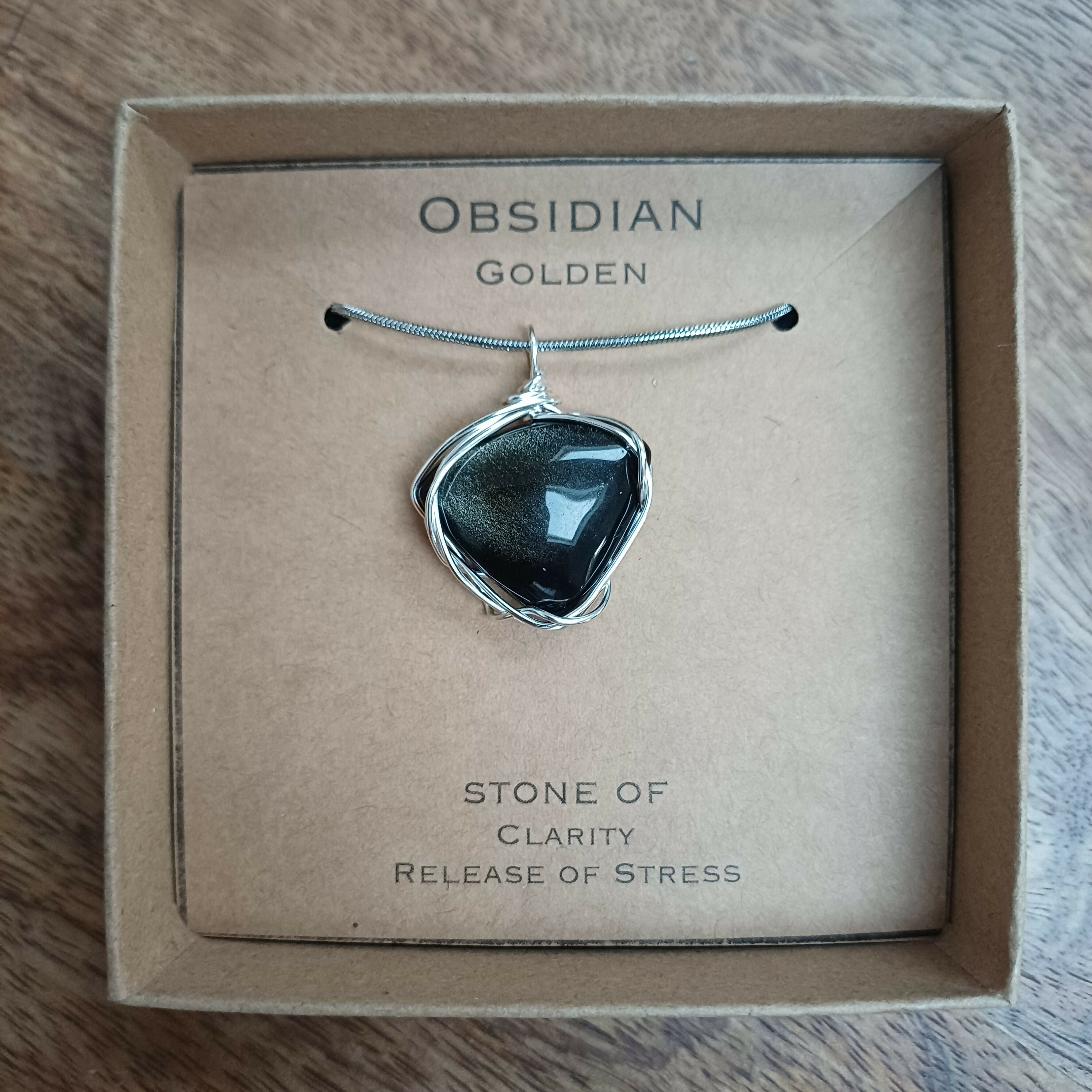 Golden Obsidian Wire Wrapped Pendant