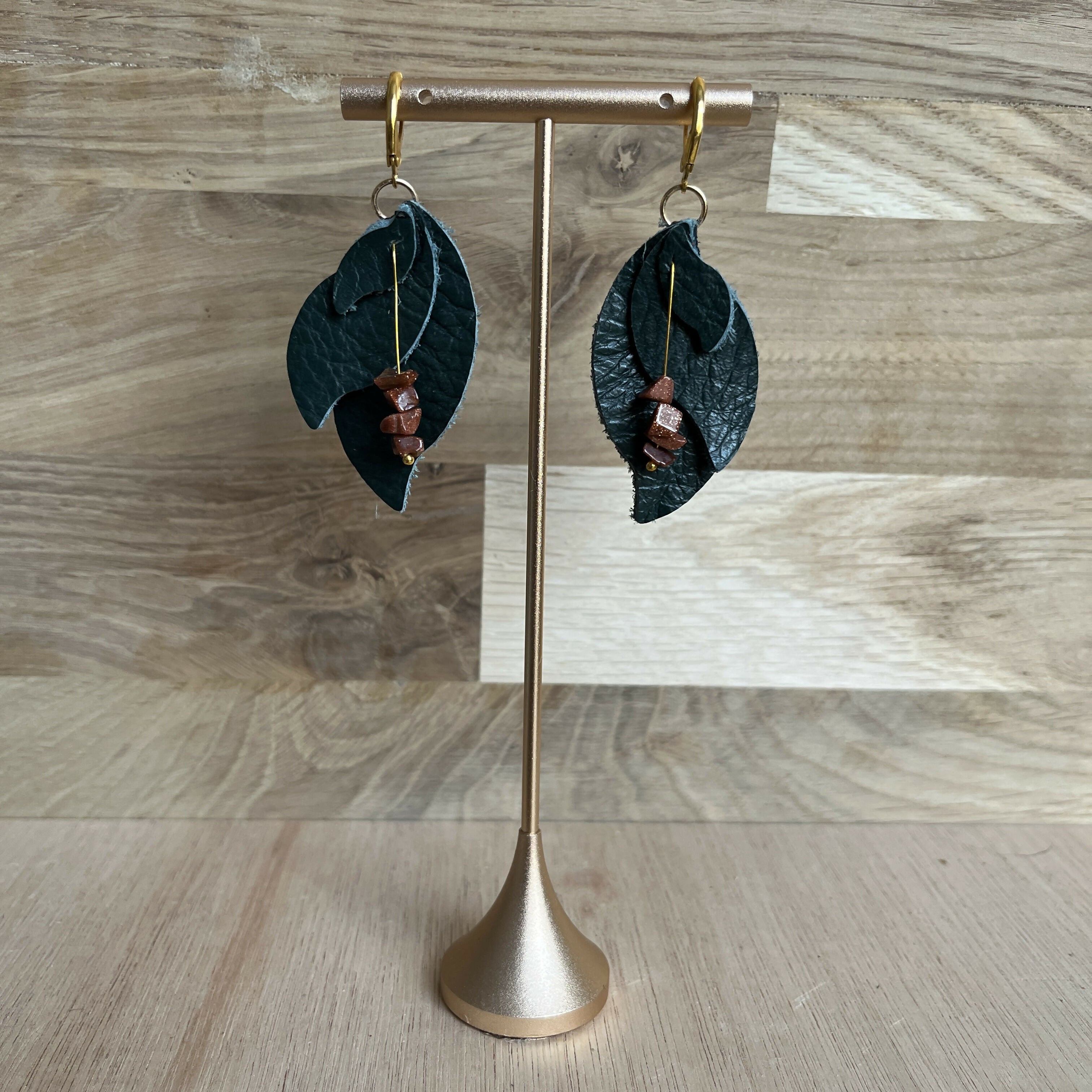 Forest Whisper Layered Leaf Earrings – Woodland Gold
