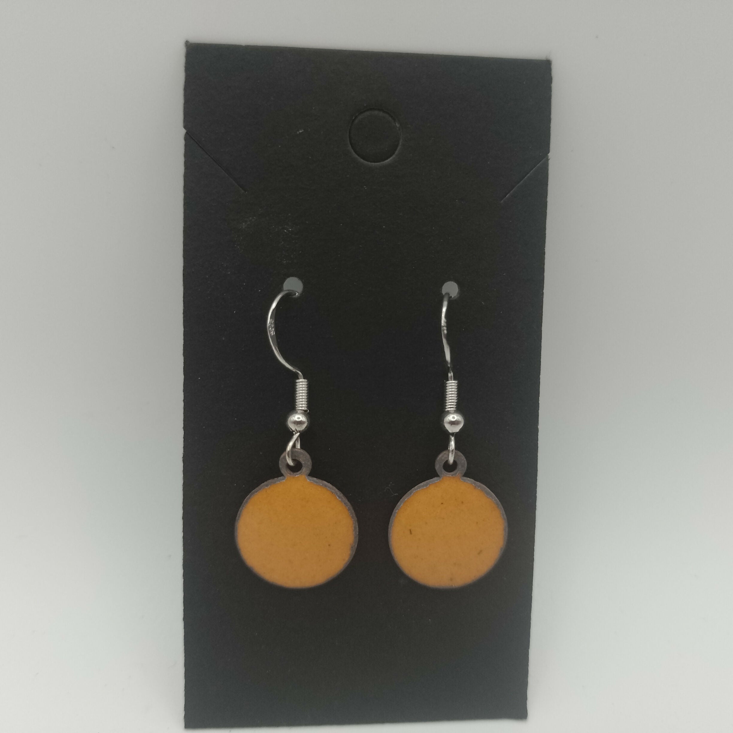 Yellow Enamel Circle Earrings