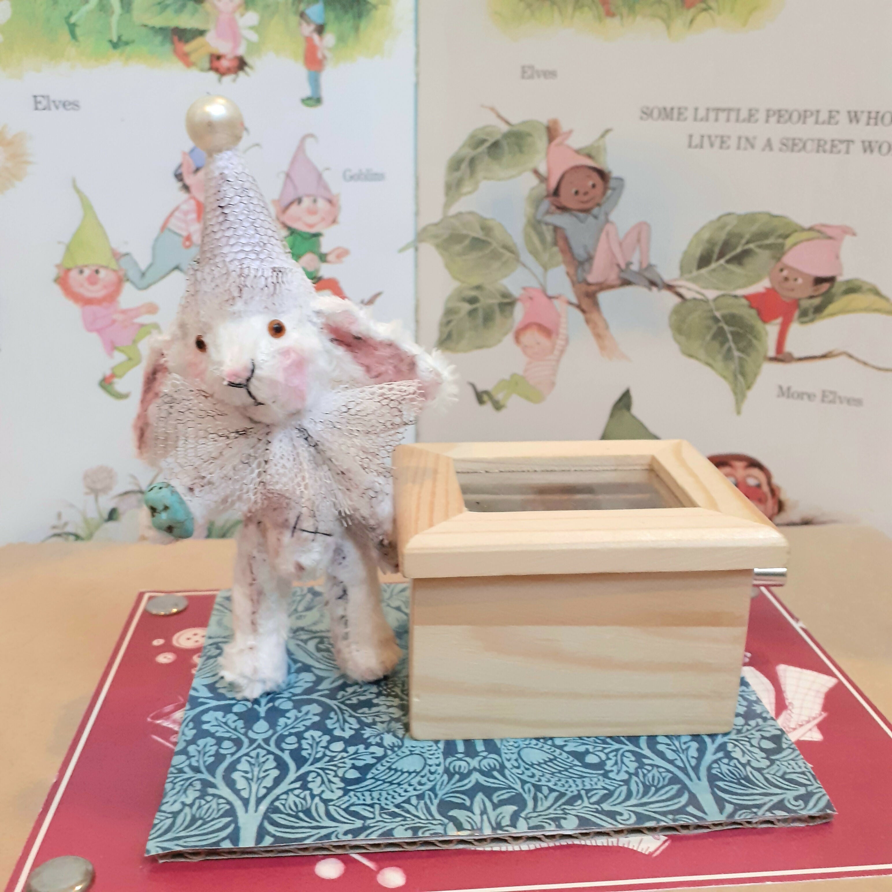 Bunny and Crank Handle Music Box Ornament
