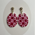 Red Check Heart Polymer Clay Earrings