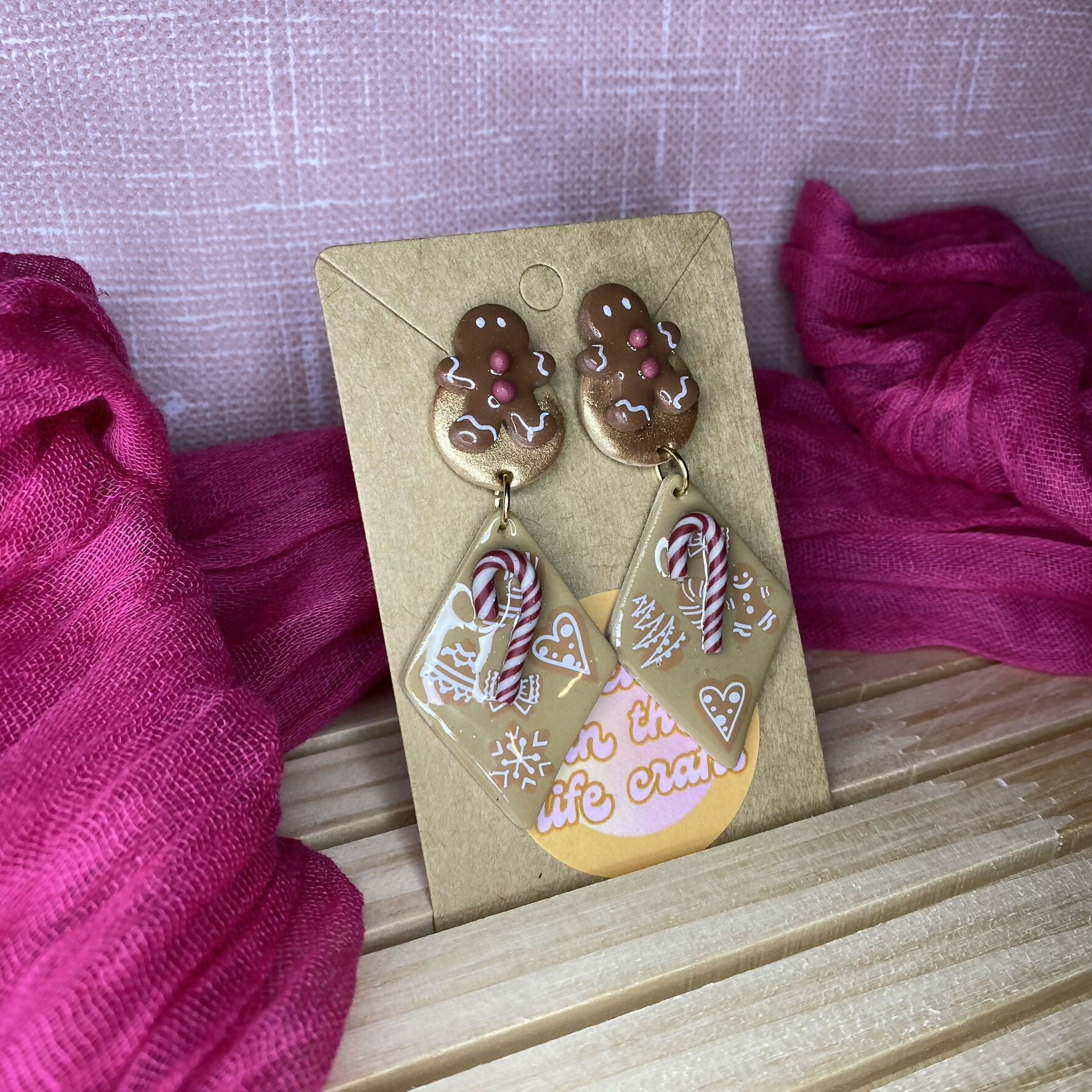 Christmas Gingerbread Man Polymer Clay Earrings