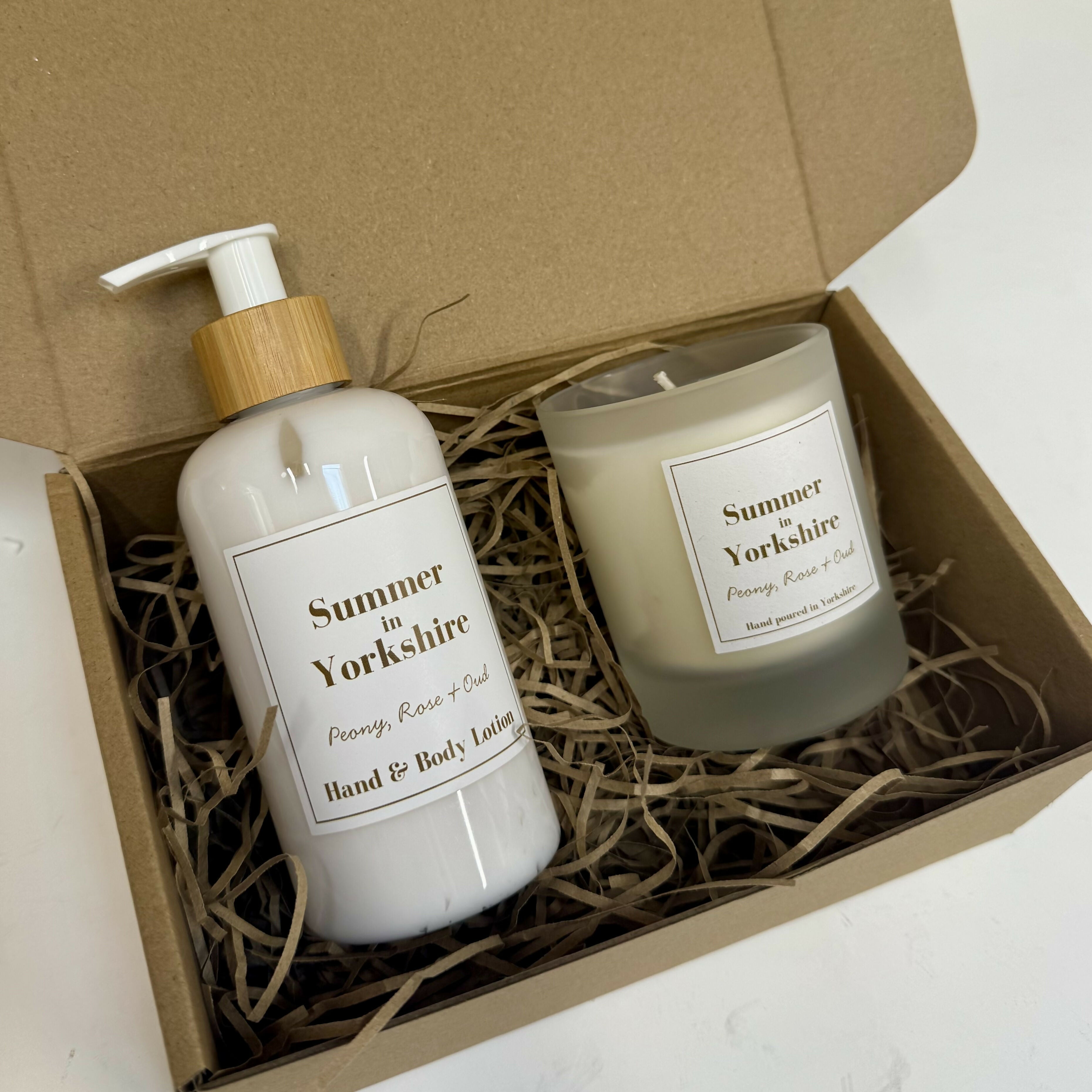 Summer in Yorkshire - Peony, Rose and Oud Candle and Hand Care Set