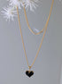 Midnight Black Zirconia Heart Charm Necklace on a Gold Plated Chain
