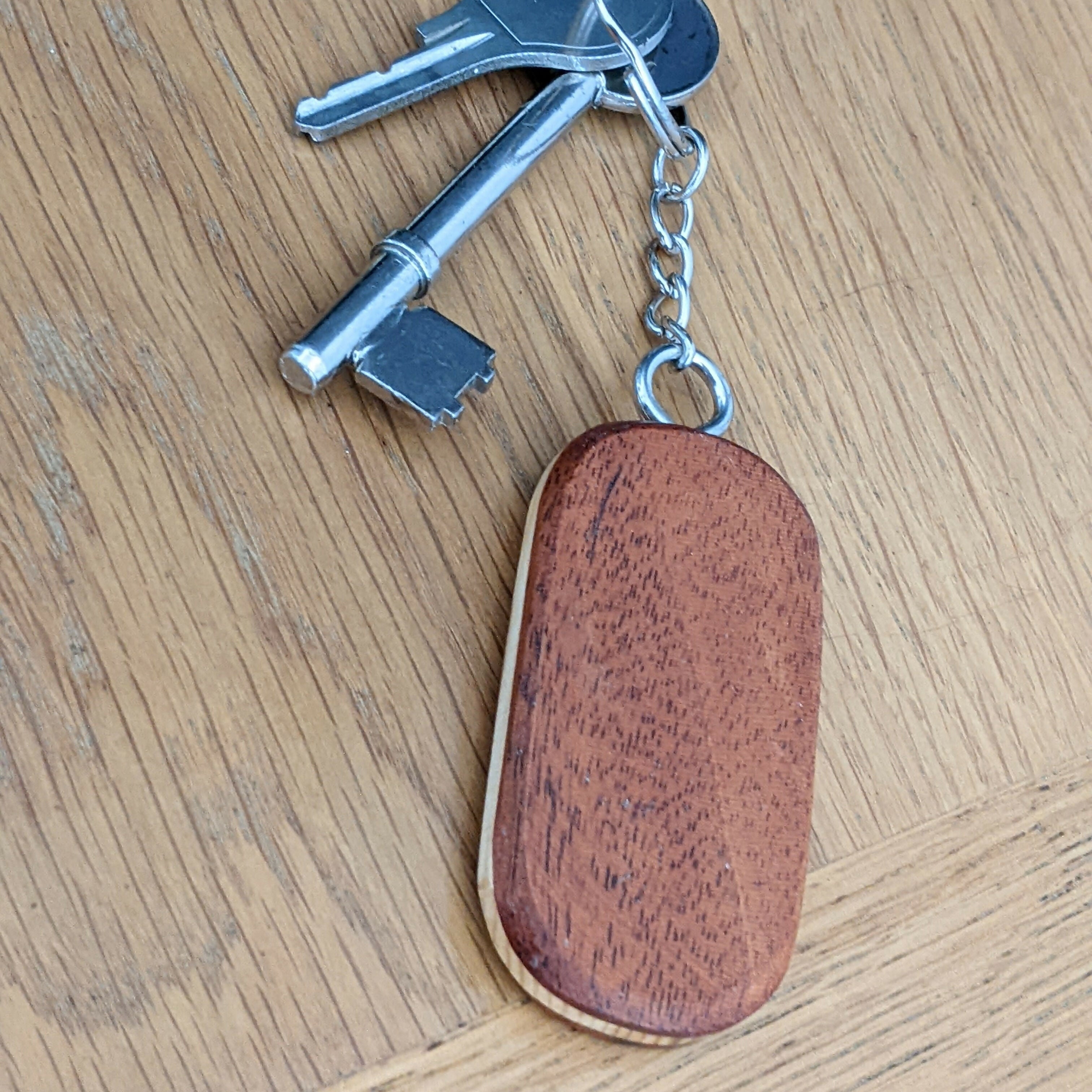 Mahogany and Pine Wooden Keyring