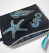 Navy Sea Shells Linen Women’s Zip-Up Pouch
