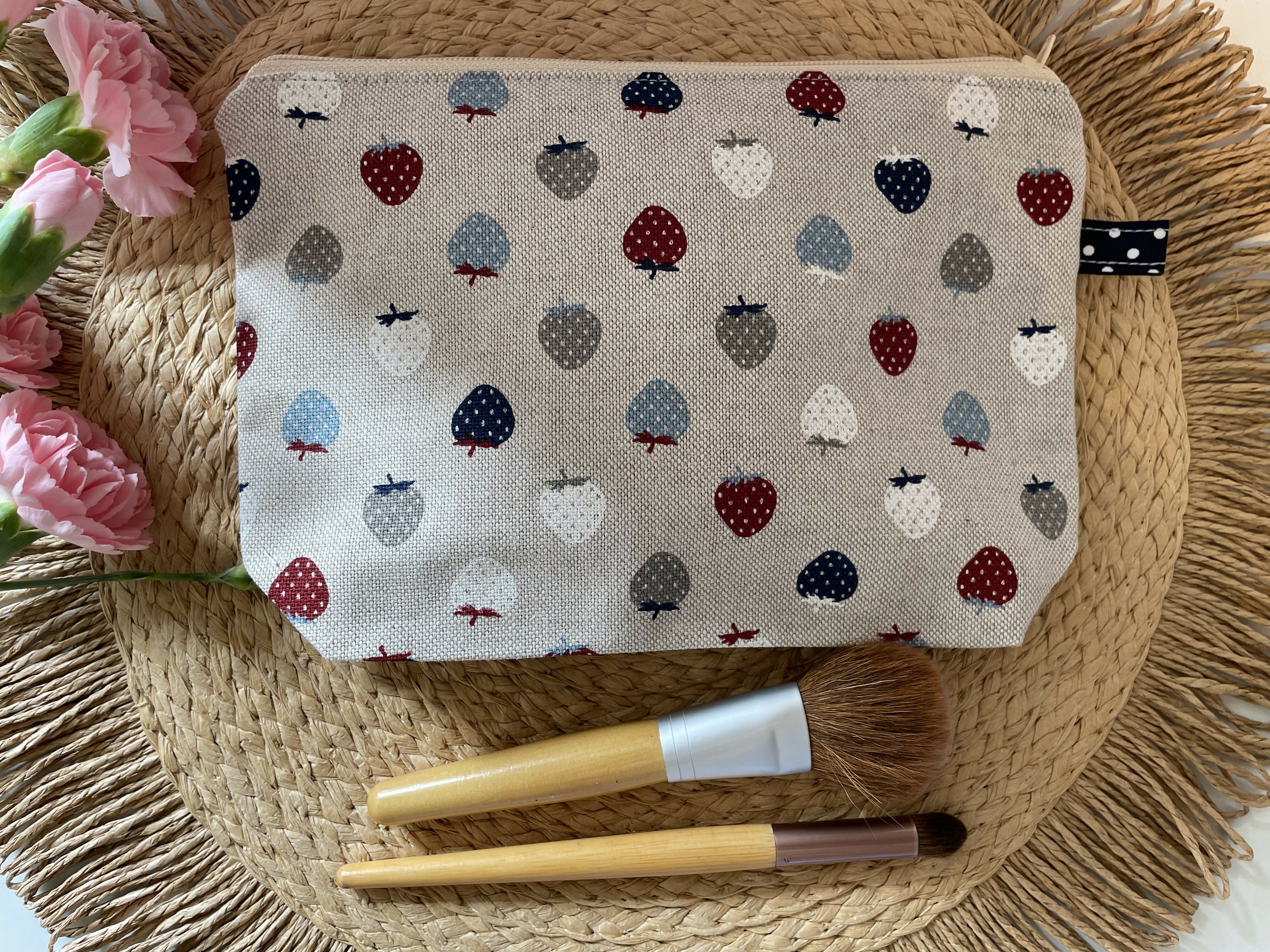 Strawberry Print Cosmetics Bag/ Makeup Bag.