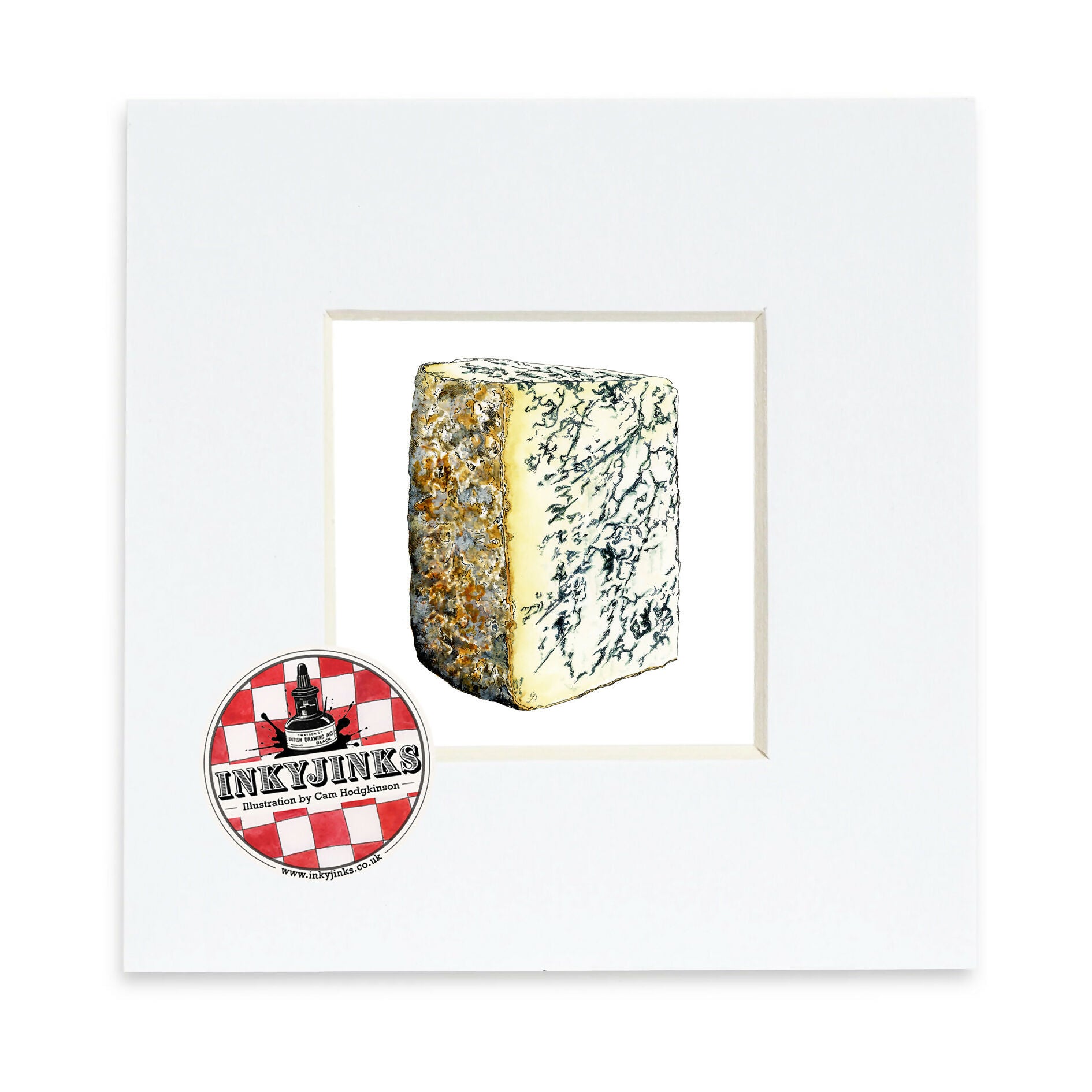 4” x 4” Mini Mounted Giclée Print of Stilton Cheese