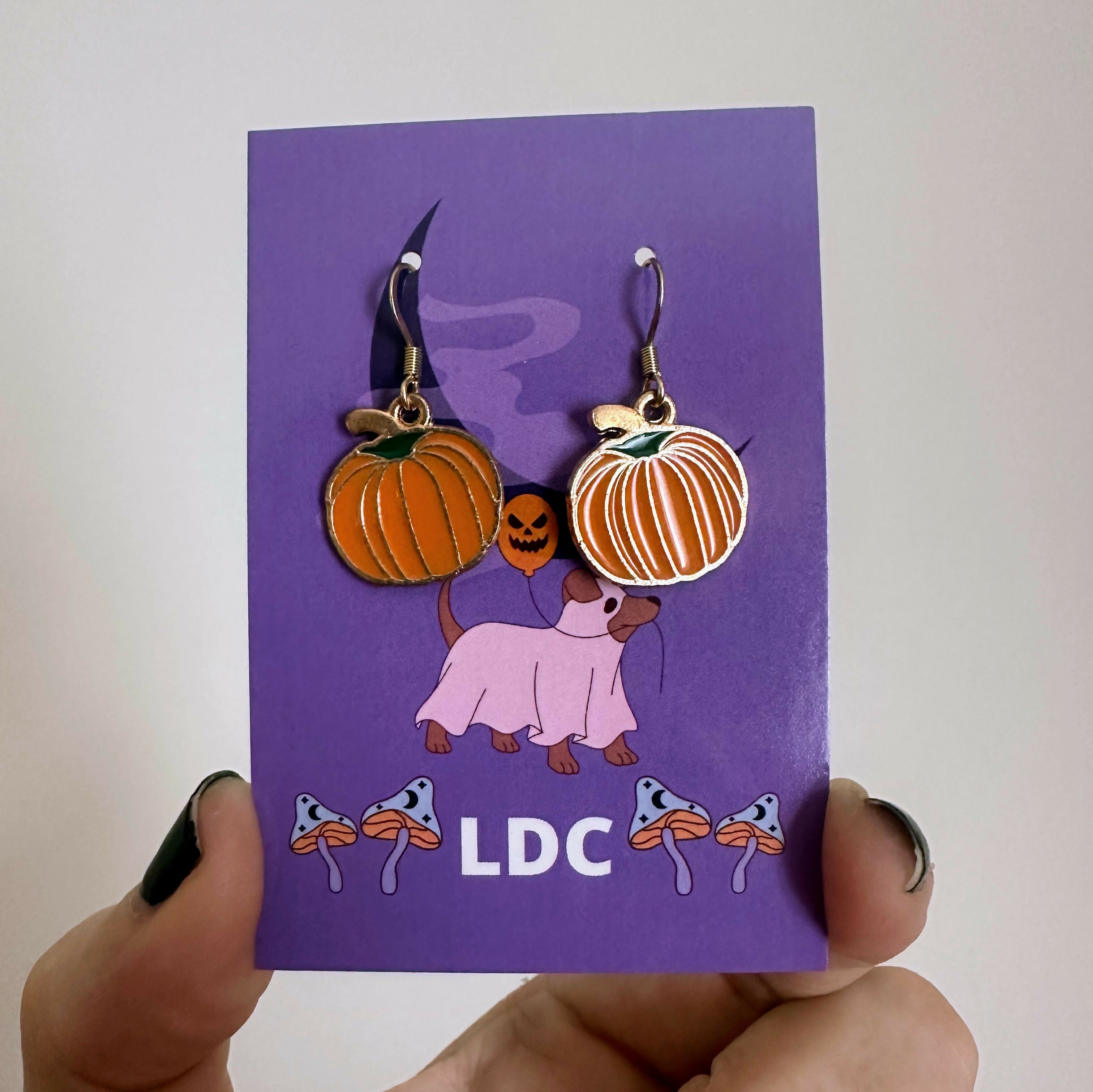 Gold Stalk Pumpkin Earrings