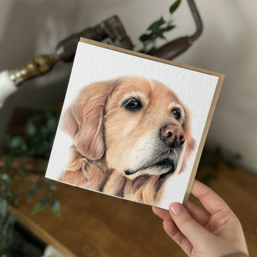 Golden Retriever Greeting Card – Dog Lover Gift – Handmade Blank Card