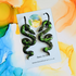 Handmade Resin Black And Green Snake Charms On Black Hoops