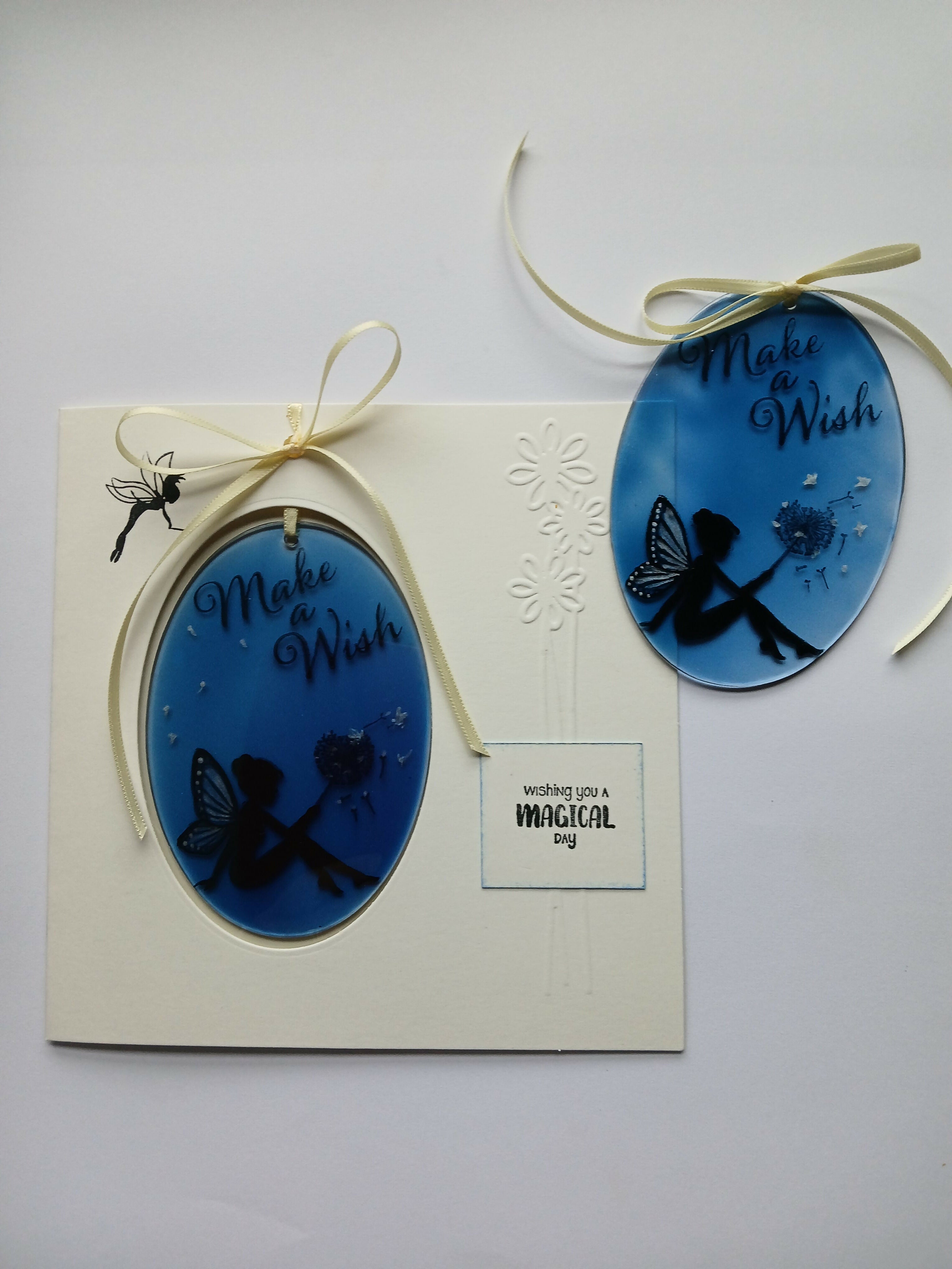 Hand Painted Glass Ovel Fairy Card/Gift