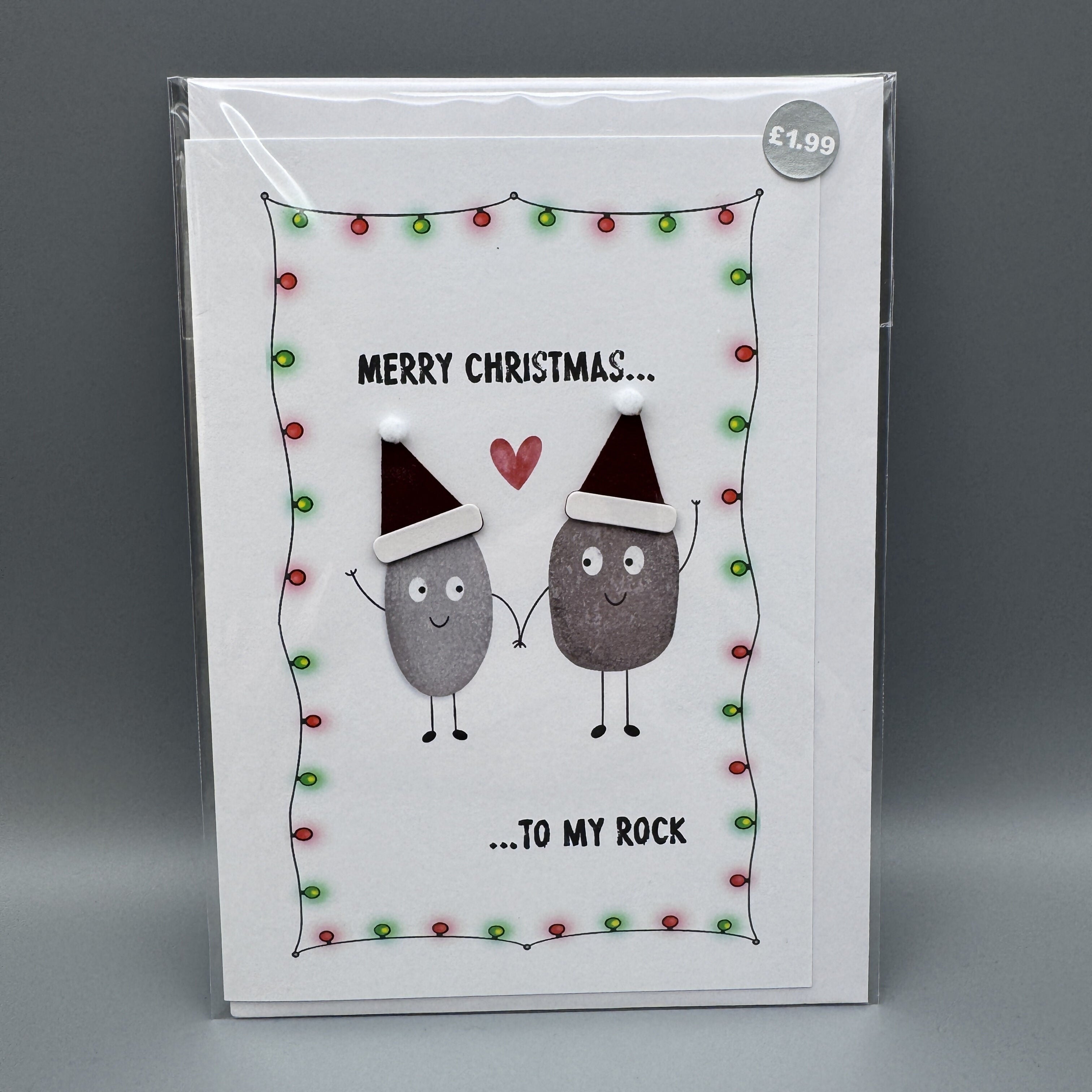 Christmas Card 'Merry Christmas to my Rock' - Pebble Art Design