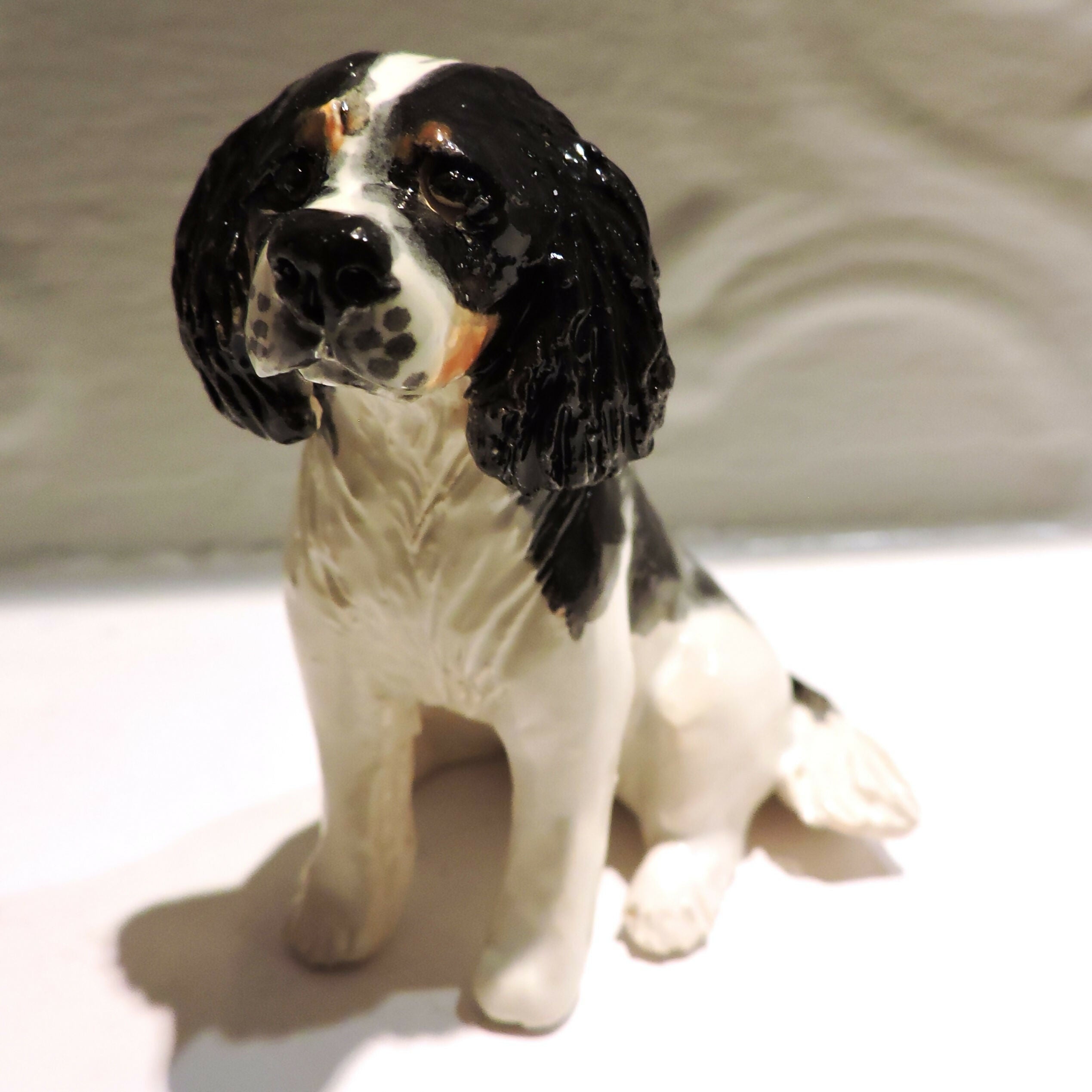 Ceramic cavalier king charles spaniel dog sculpture